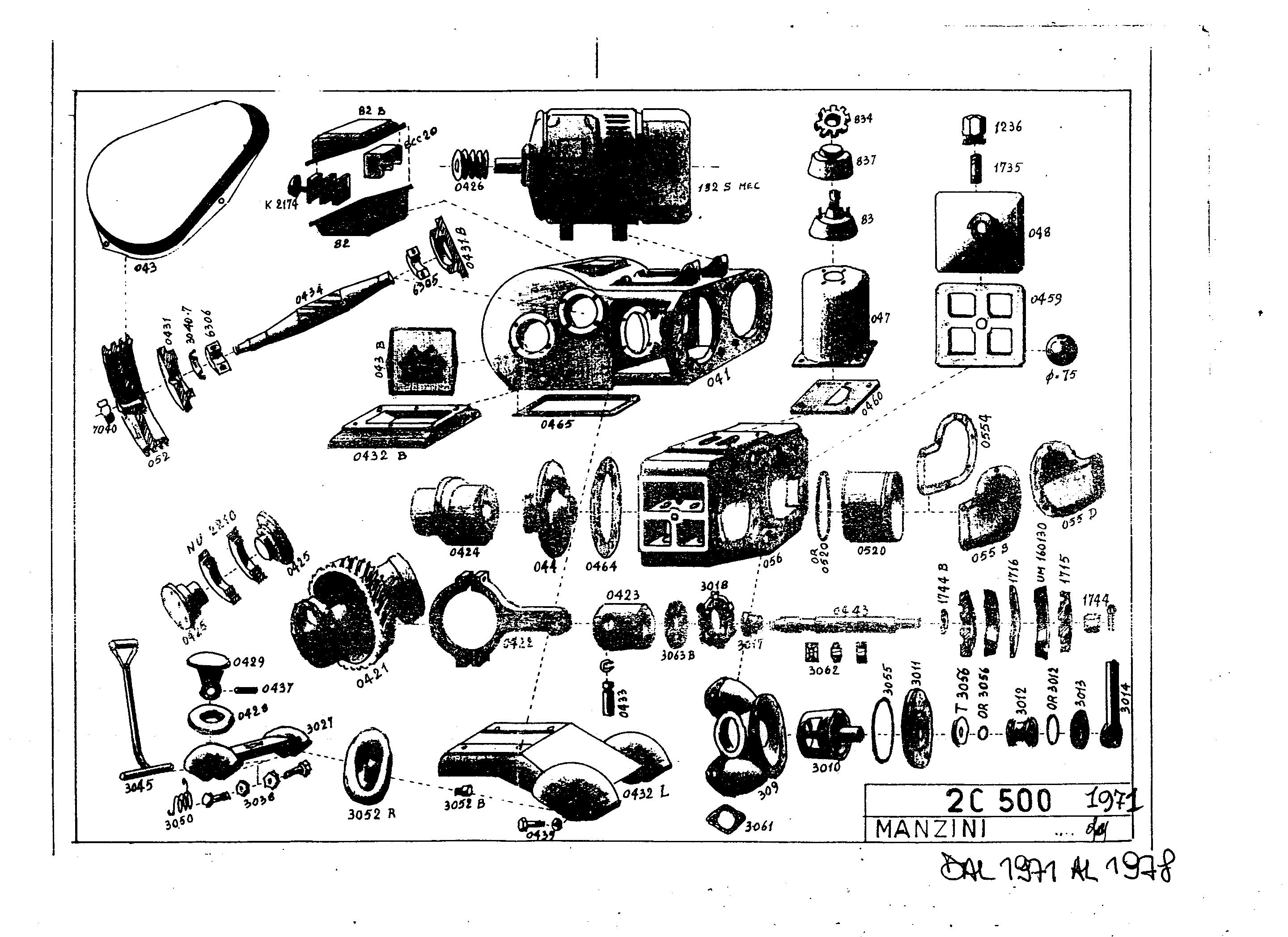 DISEGNO ESPLOSO RICAMBI - ANNO 1971